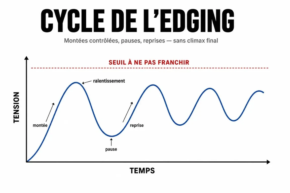 Schéma explicatif du cycle de l'edging control montrant la gestion de l'excitation sexuelle.