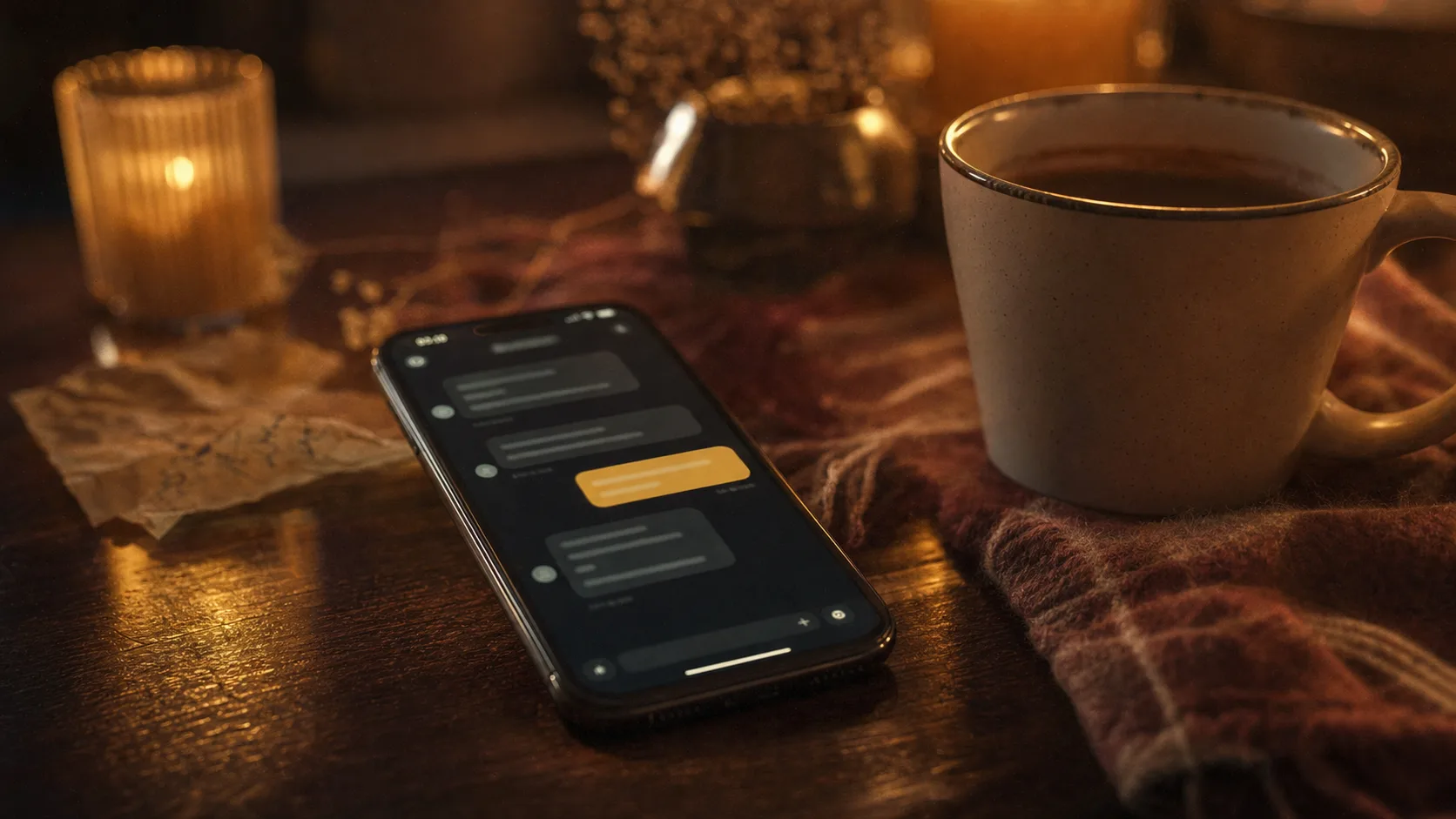 Exemple de sexto subtil sur smartphone, lumière dorée