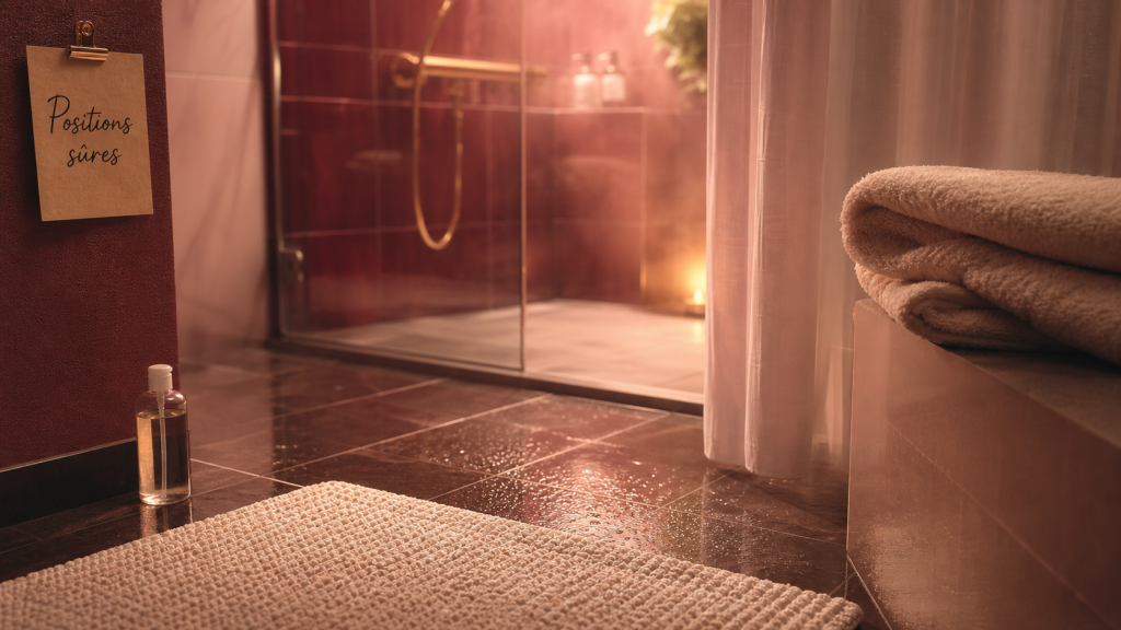 Position sous la douche : sol antidérapant et options stables