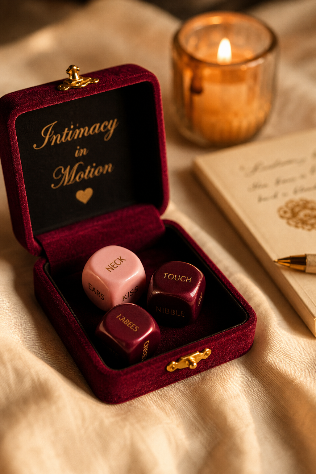 sex dice : dés érotiques dans un coffret velours bordeaux