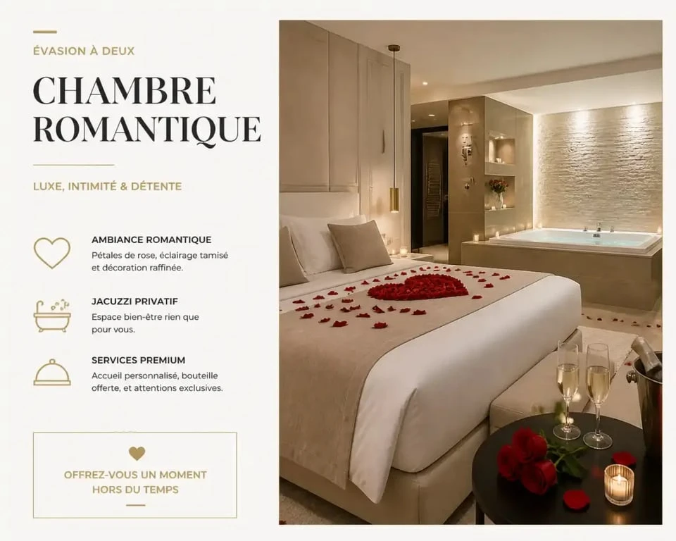 Love room à Agen avec jacuzzi privatif et décoration romantique