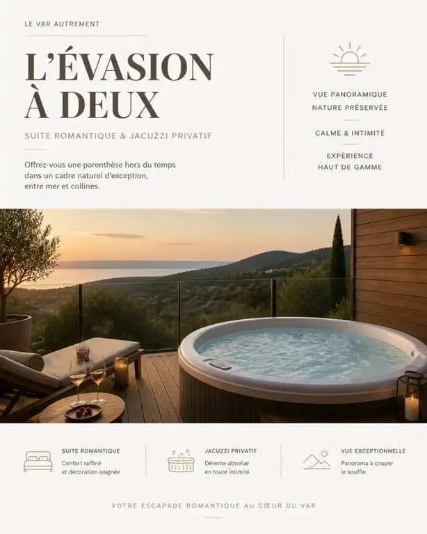 Love room dans le Var avec jacuzzi privatif pour un séjour romantique