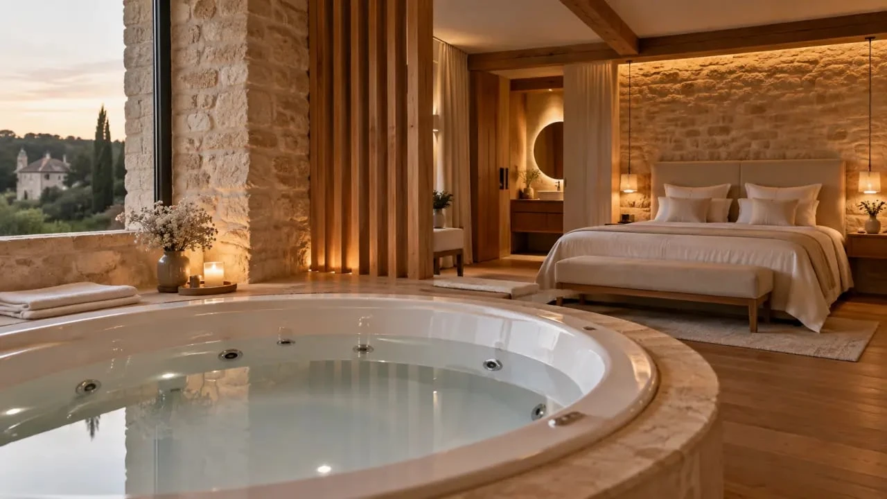 Love room en Dordogne avec jacuzzi privatif dans une suite romantique