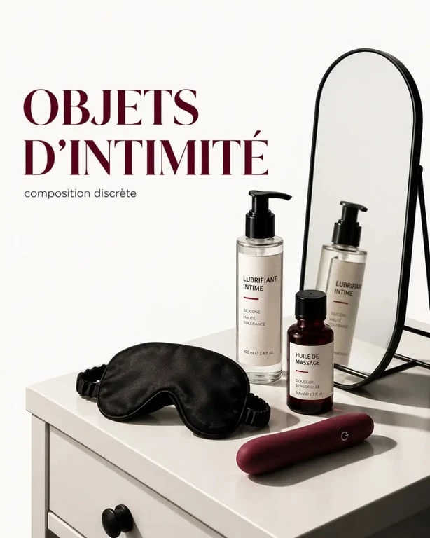Idée pour pimenter sa vie sexuelle avec des accessoires comme un bandeau, du lubrifiant et un vibromasseur
