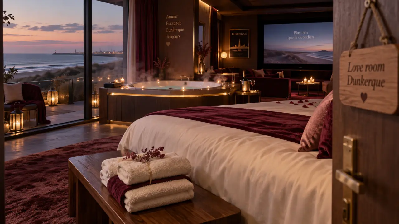 Love room dunkerque avec jacuzzi privatif, vue sur la mer
